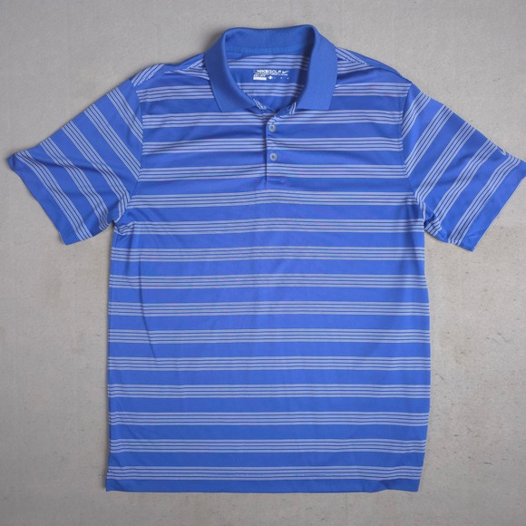 Nike Other - Nike Golf Dri Fit Blue White Stripe Polo Shirt Mens Large